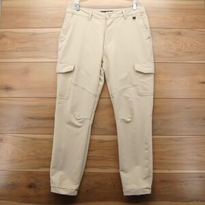 Stone Falcon Pants Mens 36 Khaki Cargo Jogger Stretch D-Ring Mesh Pockets Hiking
